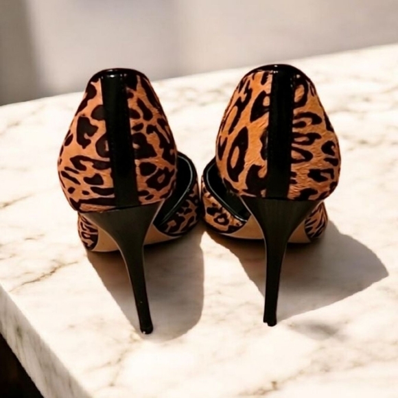 Guess Carrie Cheetah Print Suede Stilettos Custom Gold Toe Women's Size 6.5 - Picture 5 of 11